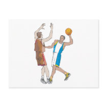 basketball players blocking design post card