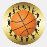 BASKETBALL PLAYERS DESIGN ROUND STICKER
