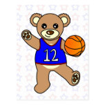 Basketball Teddy Bear Boy - Blue Postcards