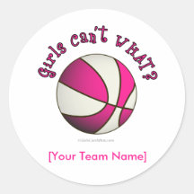 Basketball - White/Pink Round Sticker