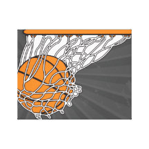 basketball woosh ball in net vector illustration gallery wrap canvas