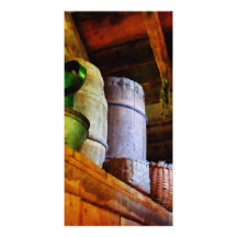 Baskets and Barrels in Attic Custom Photo Card