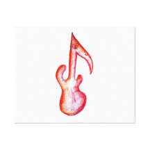 bass bird orange yellow pterodactyl stretched canvas print