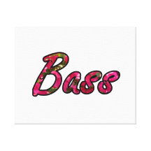 Bass bougie outline  flat text stretched canvas print