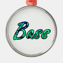 Bass bougie teal outline christmas tree ornament