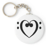 Bass clef heart (black) key chains