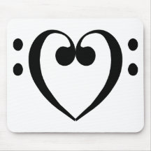 Bass clef heart (black) mouse pad