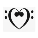 Bass clef heart (black) post card