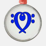 Bass Clef heart blue Christmas Ornaments