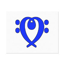 Bass Clef heart blue Gallery Wrapped Canvas