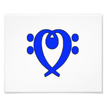 Bass Clef heart blue Photo Print