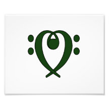 Bass clef heart dark green photo