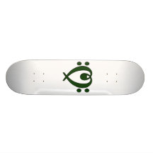 Bass clef heart dark green skateboard