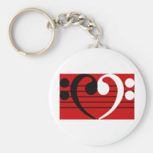 Bass Clef Heart Key Chain
