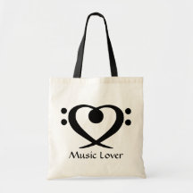 Bass Clef Heart Music Lover Bag