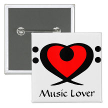 Bass Clef Heart Music Lover Button