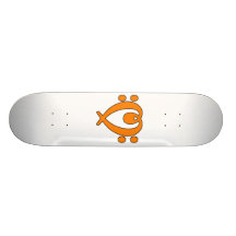 bass clef heart orange skate board deck