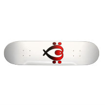 Bass clef heart red to black skate board