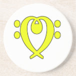 bass clef heart yellow coasters