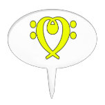 bass clef heart yellow cake picks