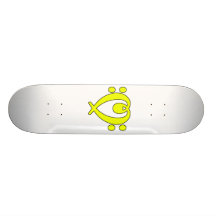 bass clef heart yellow custom skateboard