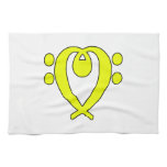 bass clef heart yellow kitchen towels