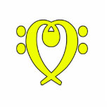 bass clef heart yellow photo sculptures