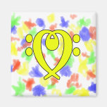 bass clef heart yellow refrigerator magnet