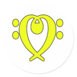 bass clef heart yellow stickers