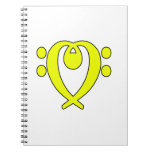 bass clef heart yellow spiral notebook