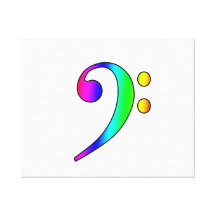 Bass Clef Rainbow Gradient Outline Canvas Print