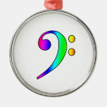 Bass Clef Rainbow Gradient Outline Christmas Tree Ornaments