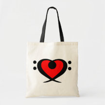 Bass Clef Red Heart Bag