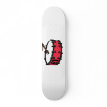 Bass Drum Marching Red with Mallet Clear Head Skateboard Deck