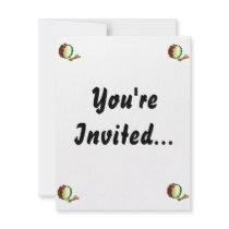 Bass drum with mallets red green custom invitation