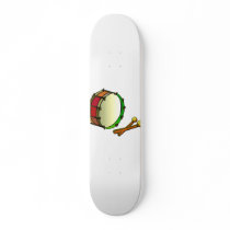 Bass drum with mallets red green skate deck