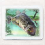 bass fish green mousepads