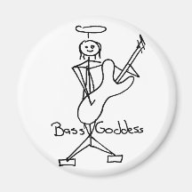 Bass Goddess Stick Figure Female Bass Player Refrigerator Magnet