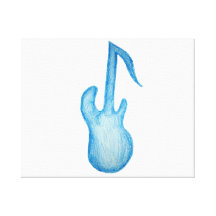 Bass guitar blue note design in crayon gallery wrap canvas