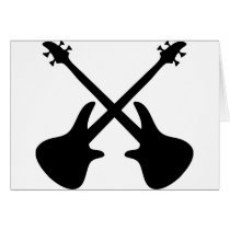 bass guitar crossed greeting card