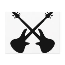 bass guitar crossed post card