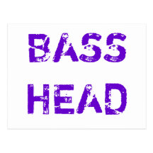 Bass Head postcard (purple text)