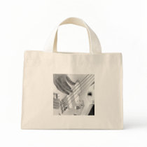 Bass player , bass and hand, negative image tote bag