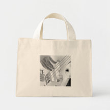 Bass player , bass and hand, negative image tote bag