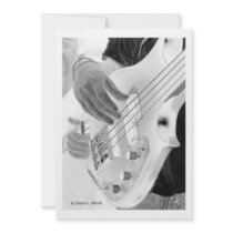 Bass player , bass and hand, negative image invites