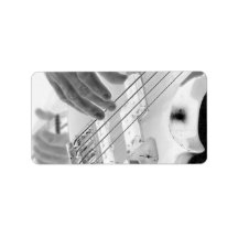 Bass player , bass and hand, negative image custom address labels