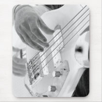 Bass player , bass and hand, negative image mousepad
