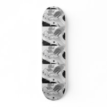 Bass player , bass and hand, negative image custom skateboard
