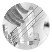 Bass player , bass and hand, negative image stickers