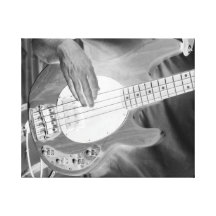 bass player bw invert four string bass hands drumm stretched canvas print